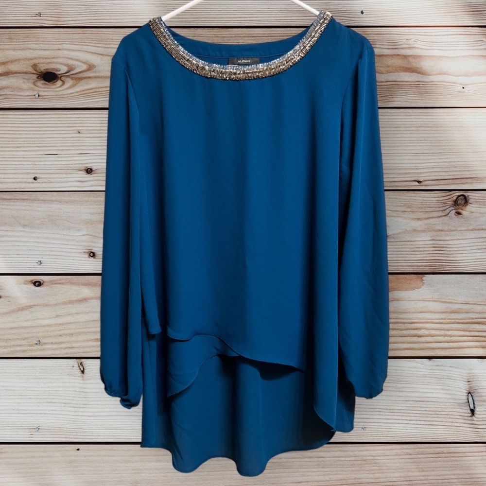 NWOT ALFANI Beaded Blouse Top Women's Size 14